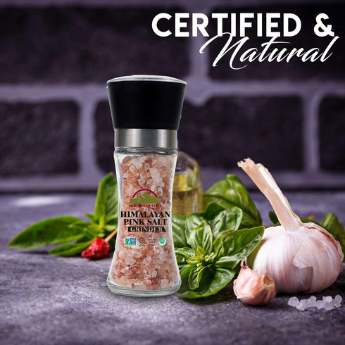 Pink Salt Coarse Grain Medium Glass Grinder - 6.35 oz | HIMALAYAN CHEF